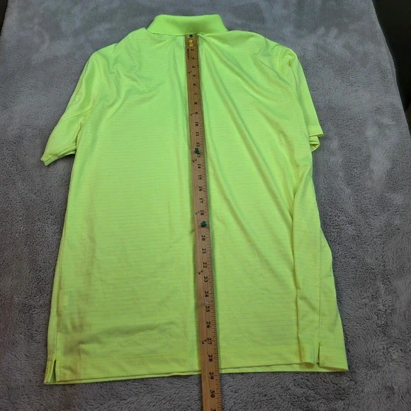 Nike Golf Polo Mens L Dri-FIT Tour Performance Striped Short Sleeve Neon Yellow - Picture 5 of 6